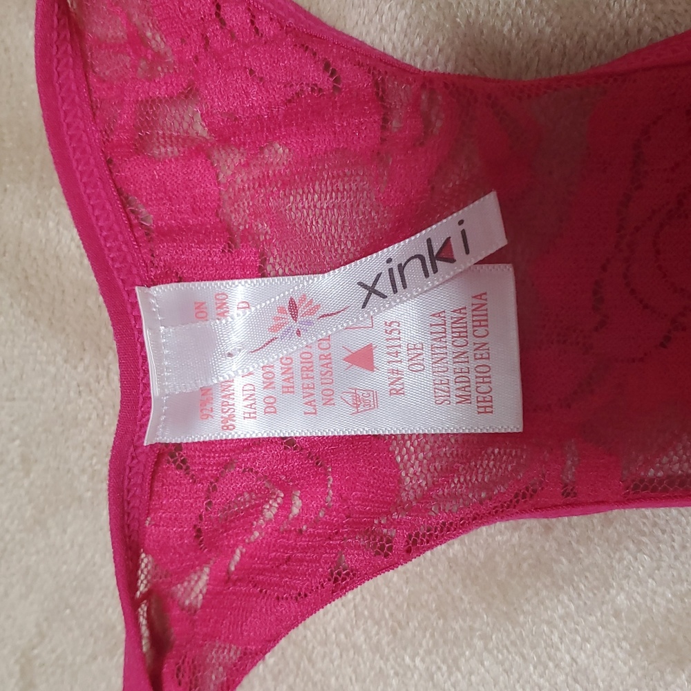 Pink Lace & Net Racerback Women's Top Roses - Picture 3 of 4